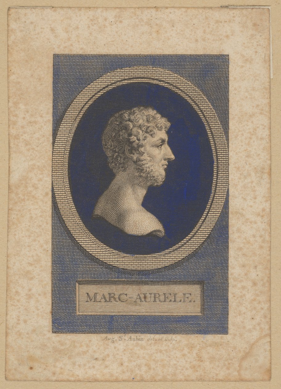 Marcus Aurelius Antoninus, římský císař v letech 161-180, spisovatel a filozof (Marcus Aurelius Antoninus, Marcus Annius Aurelius Verus, 121 Řím - 180 Vindobona) od Augustin de Saint-Aubin