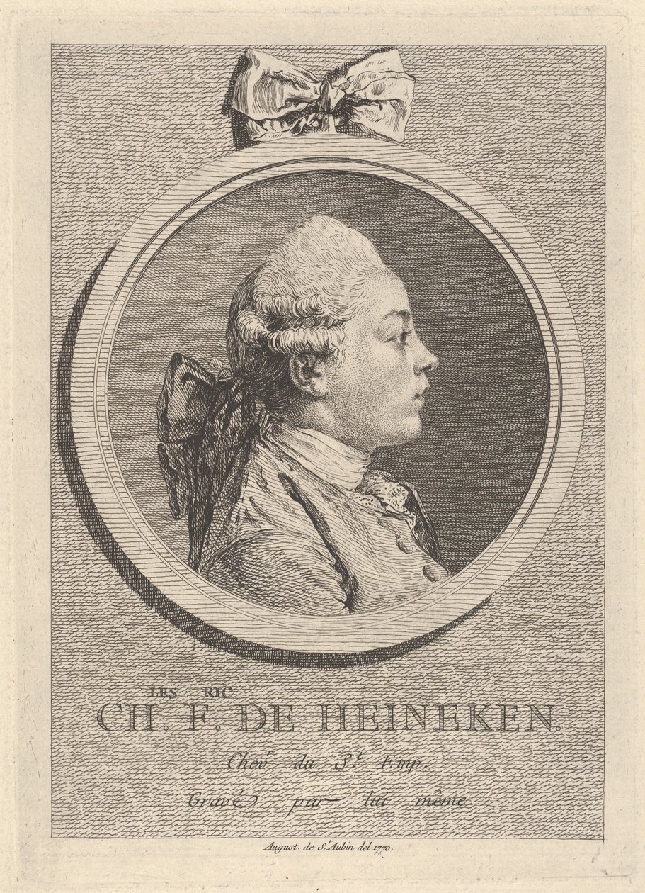 Portrét Charlese-Frédérica de Heineckena od Augustin de Saint-Aubin