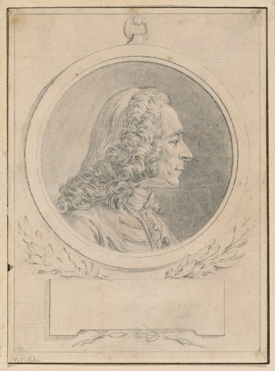 Voltairův portrét podle jeho busty od Jeana-Baptisty Lemoyna II. od Augustin de Saint-Aubin