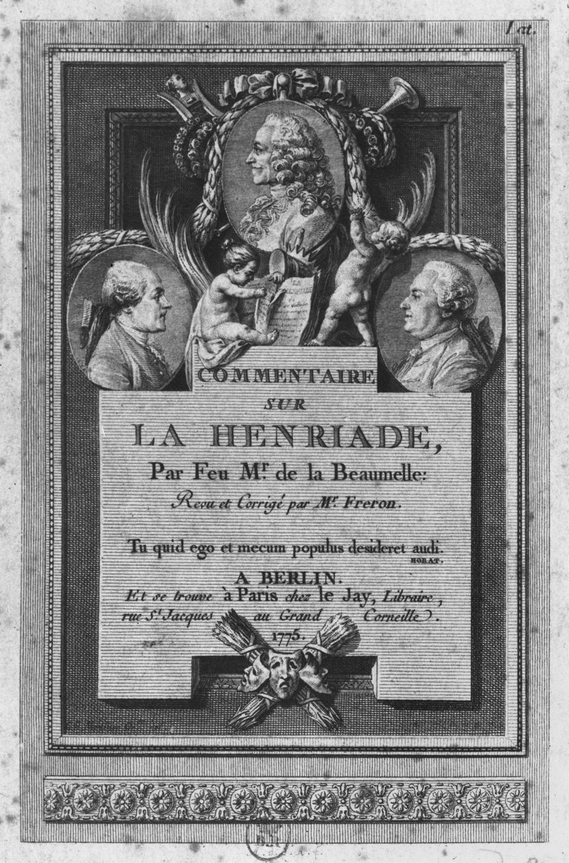 Frontispis komentáře de la Beaumelle k 