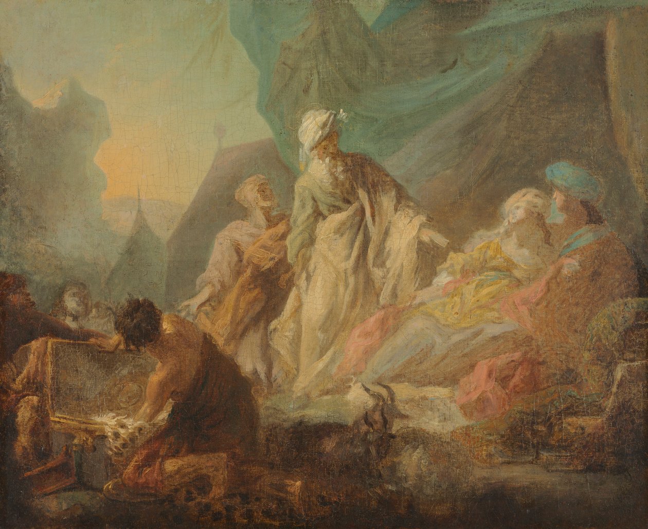 Laban hledá své ukradené bohy, 1753. od Augustin de Saint Aubin