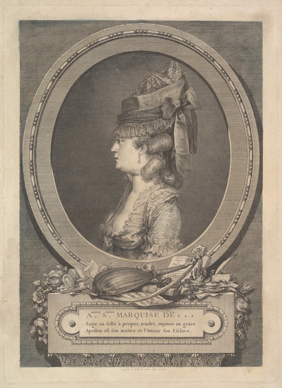 Portrét Adrienne-Sophie Marquise de ***, 1779. od Augustin de Saint Aubin