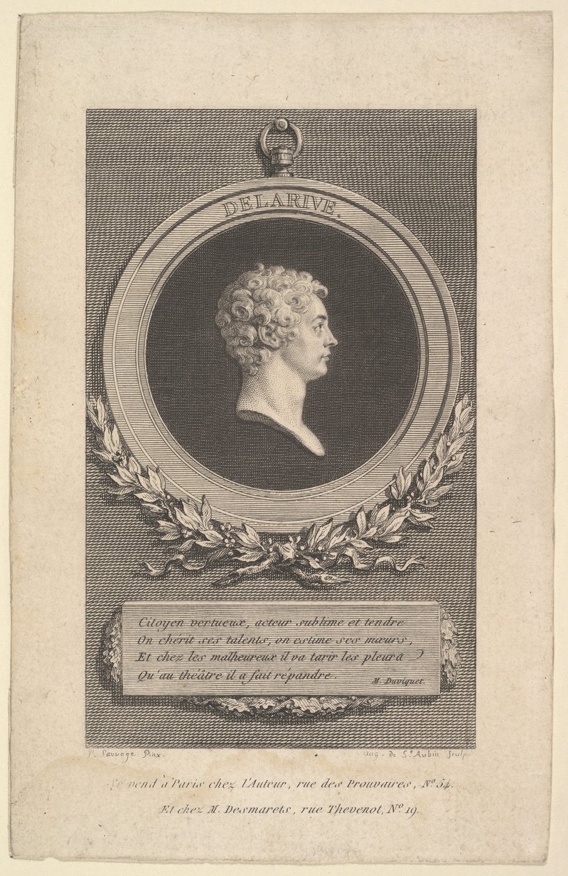 Portrét De Larive, 1785. od Augustin de Saint Aubin