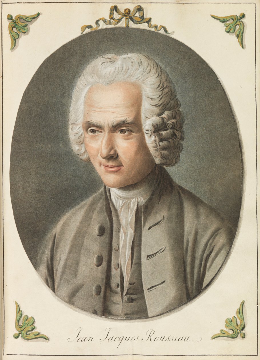 Portrét Jean-Jacques Rousseau 1712-1778, cca 1775. od Augustin de Saint Aubin