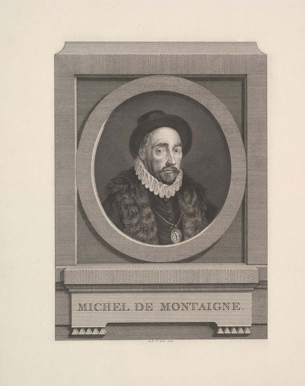 Portrét Michela de Montaigne, 1774. od Augustin de Saint Aubin