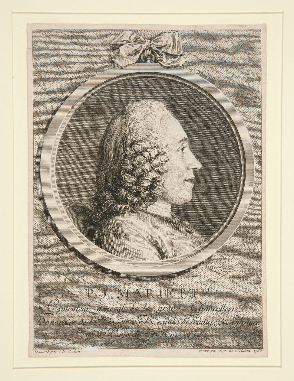 Portrét P.J. Mariette od Augustin de Saint Aubin