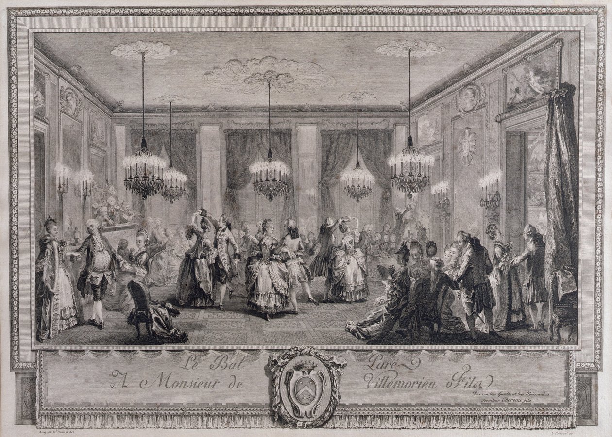 Ples večerních šatů v domě pana de Villemorien Fila, vyrytý L. Provostem (viz také 55452) od Augustin de Saint Aubin