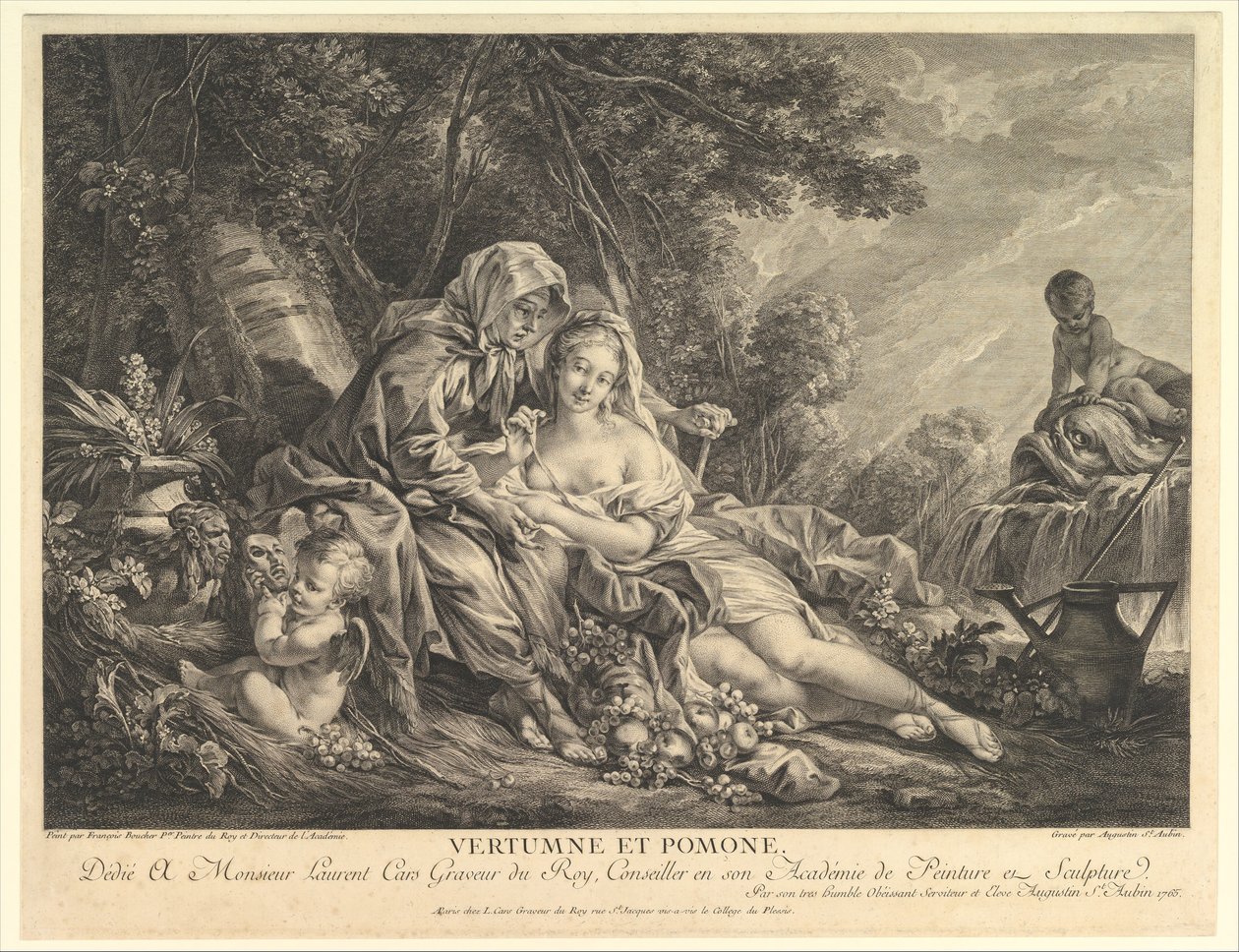 Vertumnus a Pomona, 1765. od Augustin de Saint Aubin