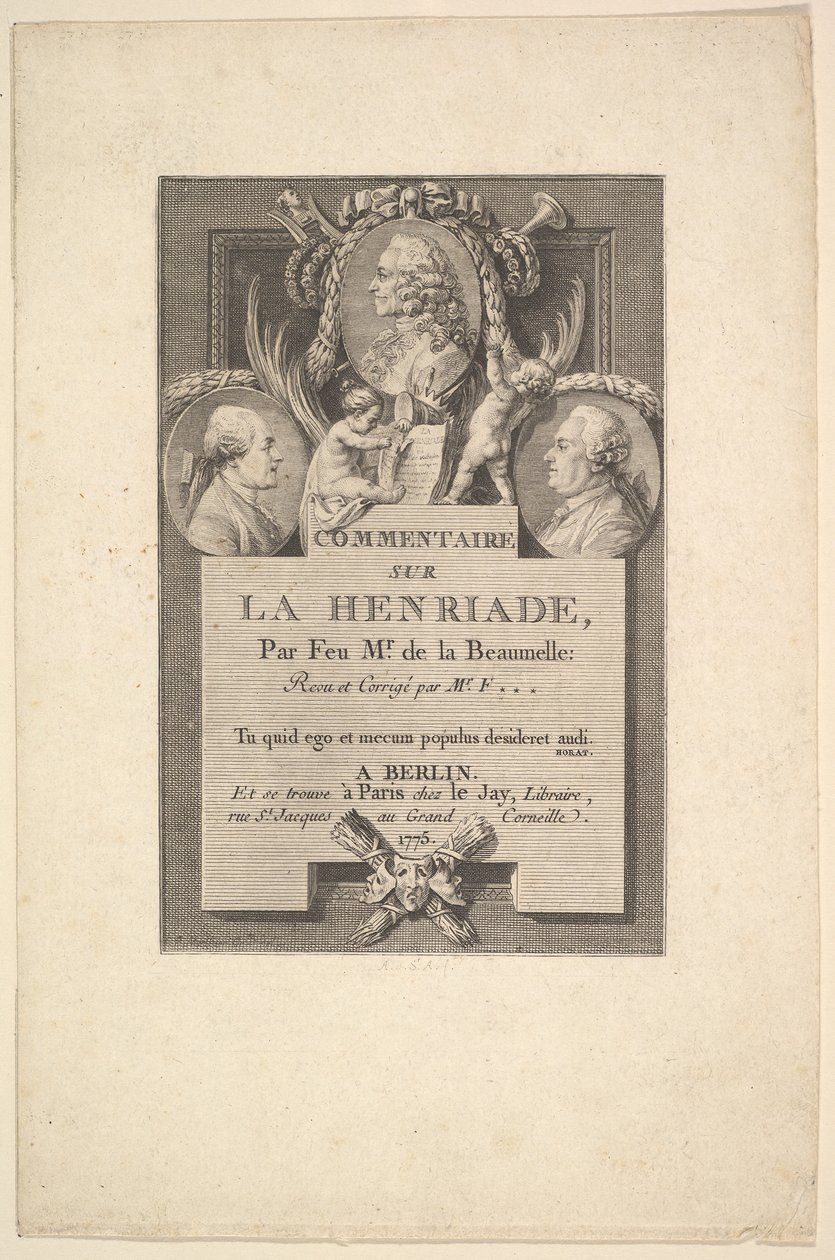 Voltaire, Fréron a Beaumelle, 1775. od Augustin de Saint Aubin