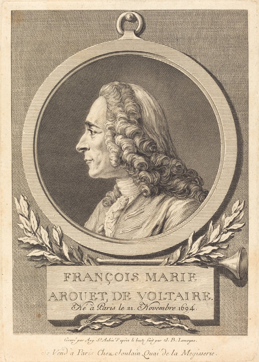 Francois Marie Arouet od Voltaira od Augustin de Saint Aubin after Jean Baptiste Lemoyne II