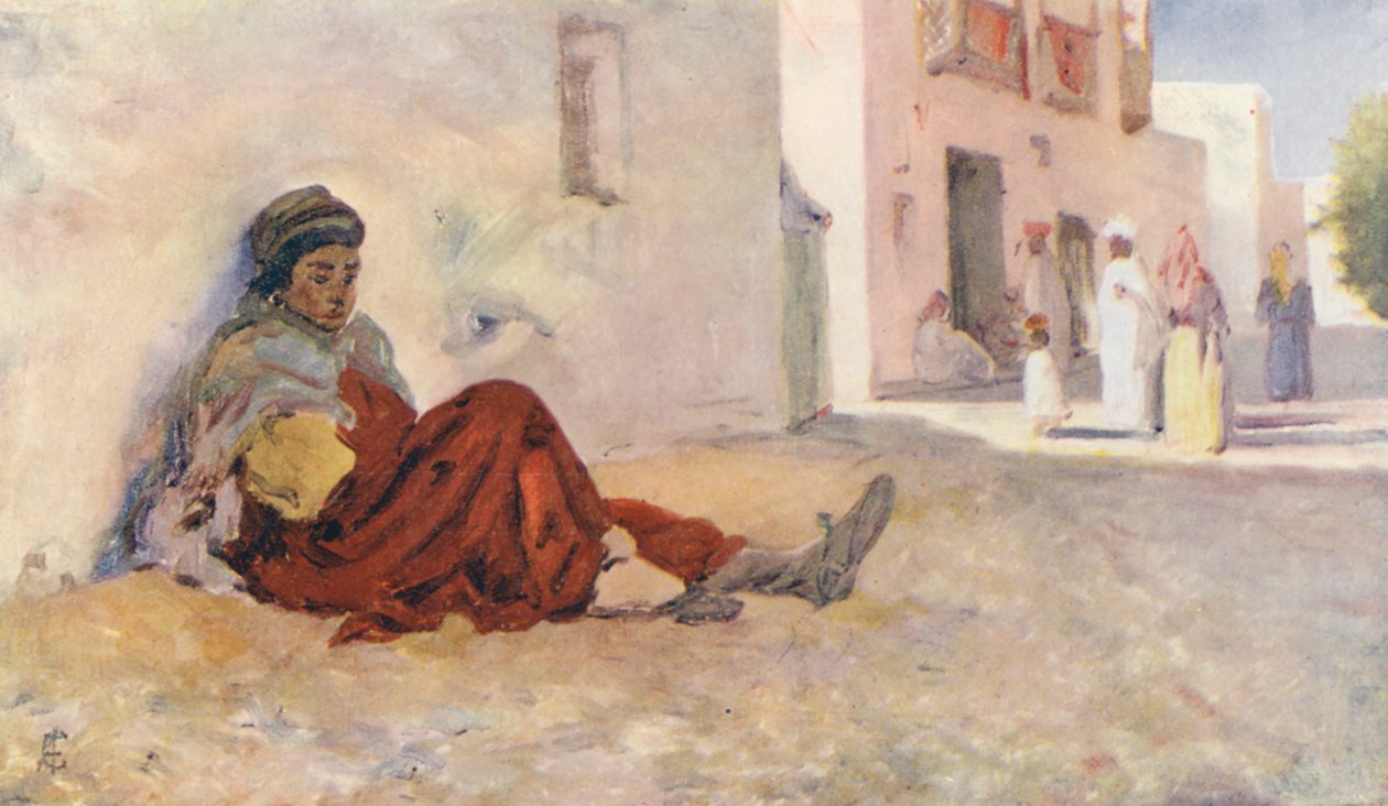 Ulice v Biskře (barevná litografie) od Augustine Fitzgerald