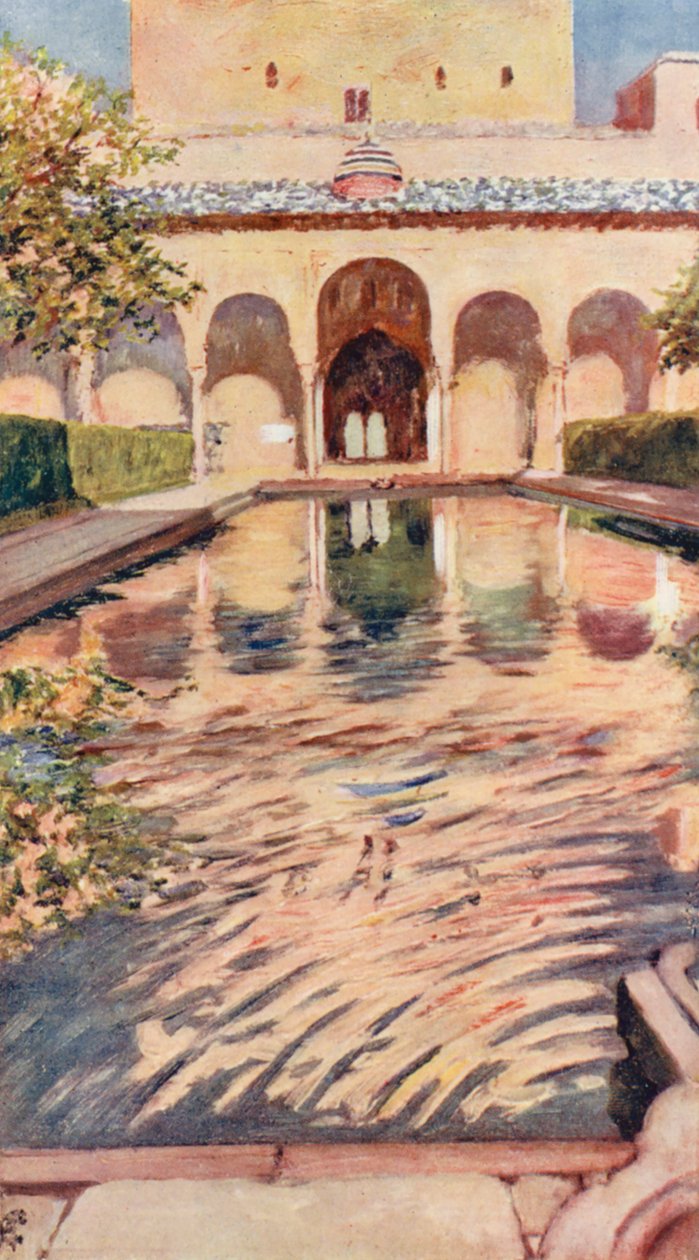 Dvůr myrt, Alhambra (barevná litografie) od Augustine Fitzgerald