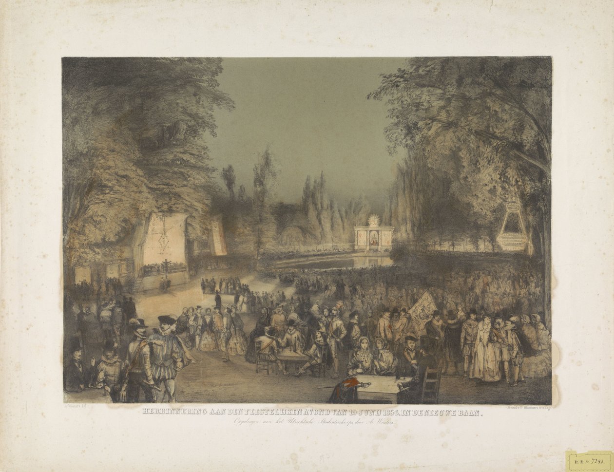 Vzpomínka na slavnostní večer 19. června 1856. V Nieuwe Baan (název na předmětu) od Augustinus Jacobus Bernardus Wouters
