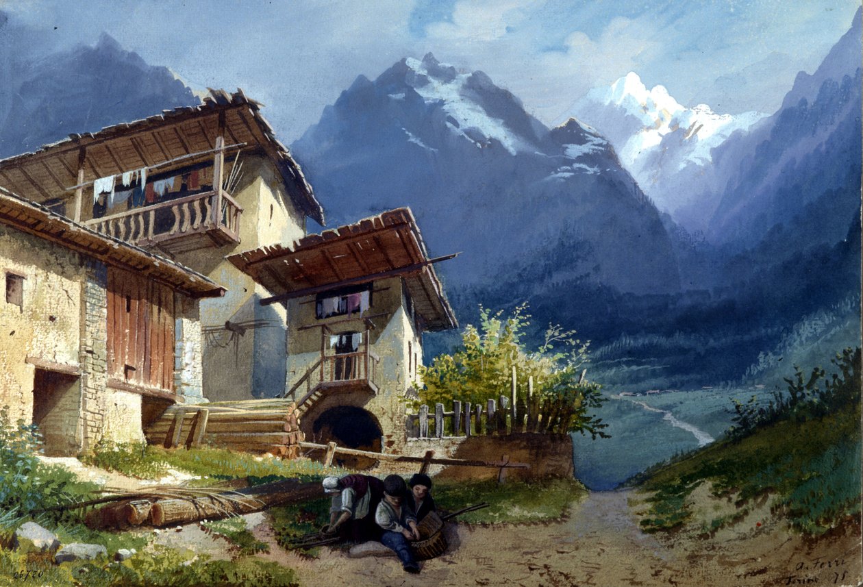 Scénografie pro operu „Linda di Chamounix“ od Gaetana Donizettiho, Turín, 1875 od Augusto Ferri