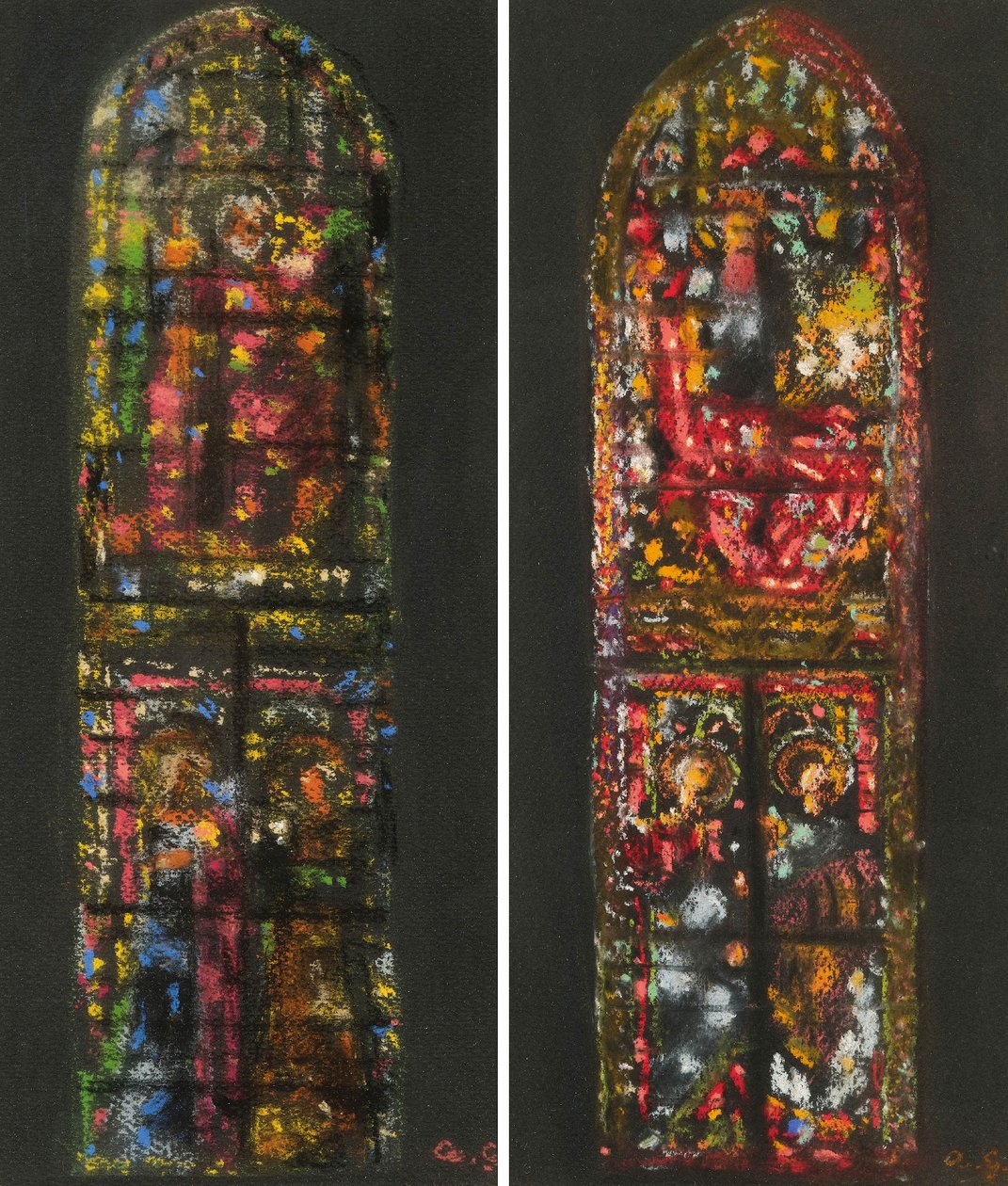 Augusto Giacometti skicuje podle vitráže ve florentské katedrále od Augusto Giacometti