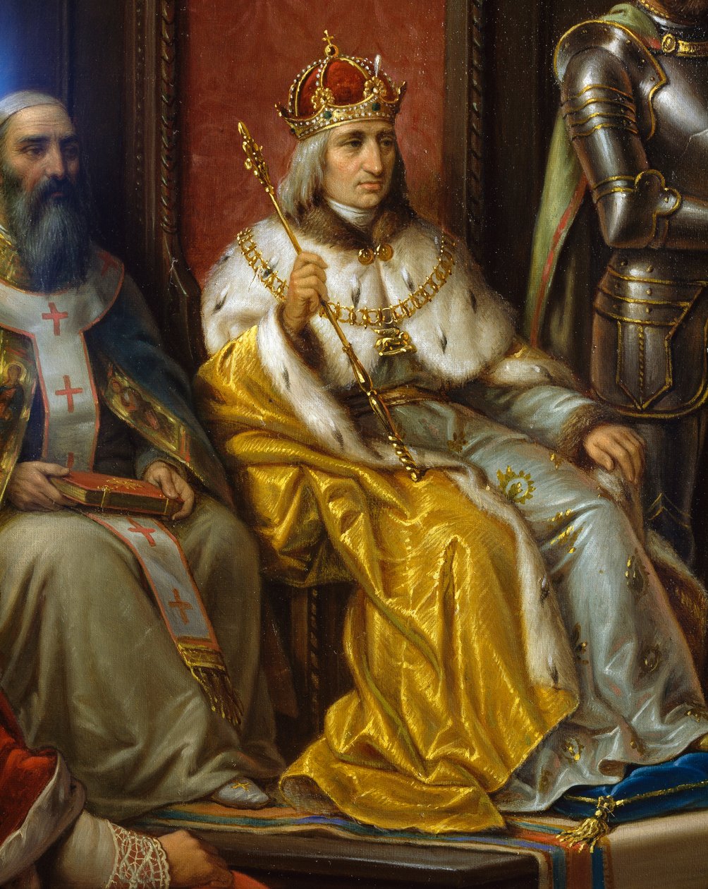 Fridrich III., který byl donucen k pochodu proti Turkům terstským básníkem Raffaelem Zovenzonim, detail, Augusto Tominz (1818-1883) od Augusto Tominz