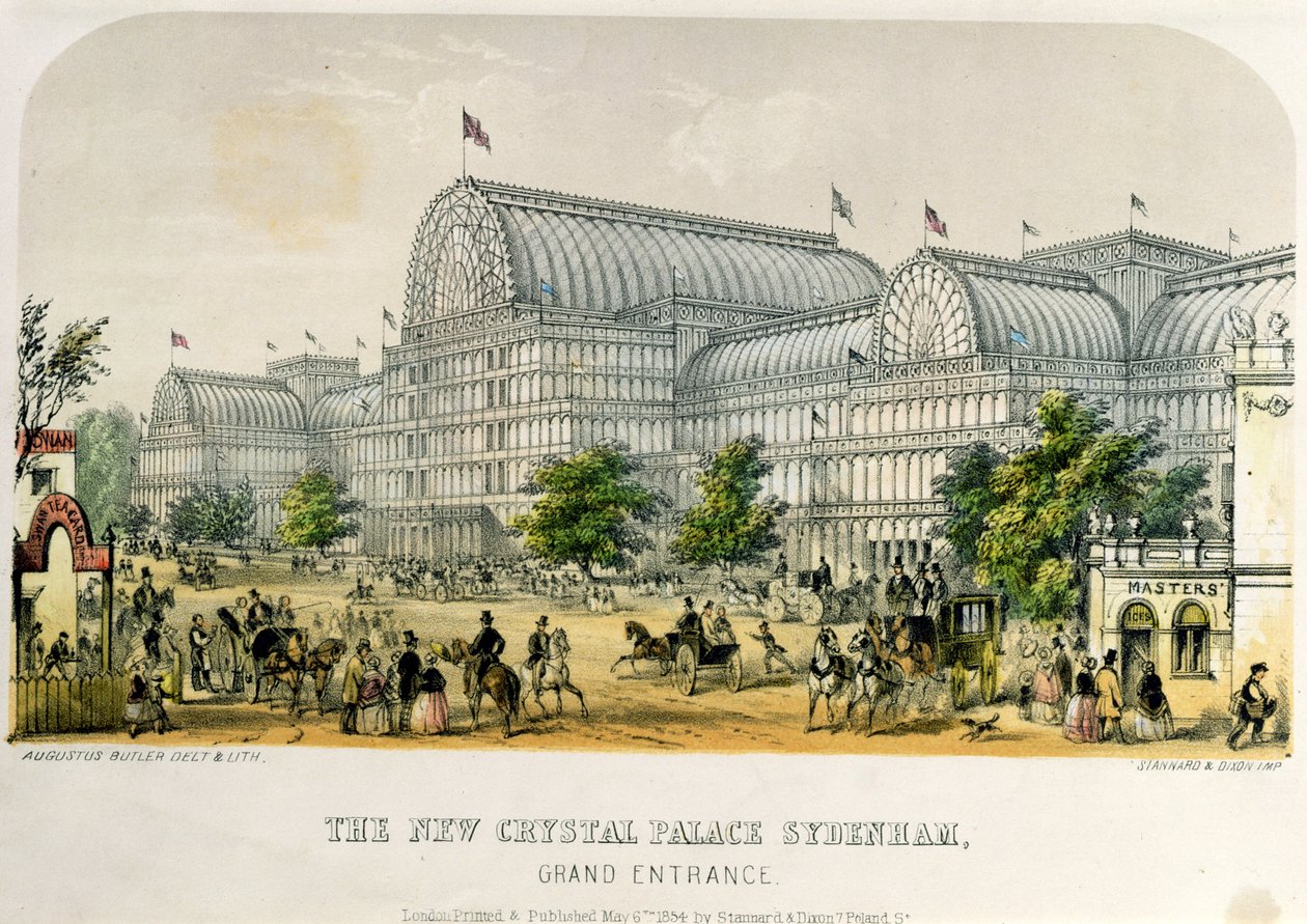 The New Crystal Palace Sydenham, Grand Entrance, pub. 1854 od Augustus Butler