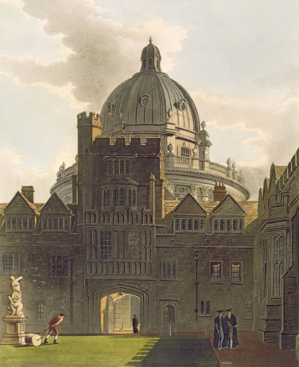 Exteriér Brasenose College a Radcliffe Library, ilustrace z 