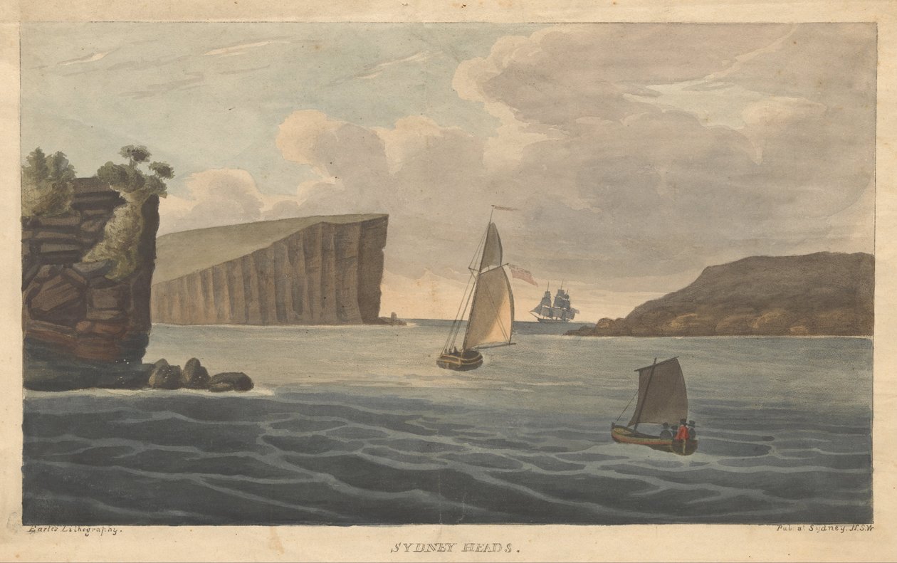 Sydney Heads Earle, Augustus. Pohledy v Austrálii. Sydney- Earle Lithography, 1826. od Augustus Earle
