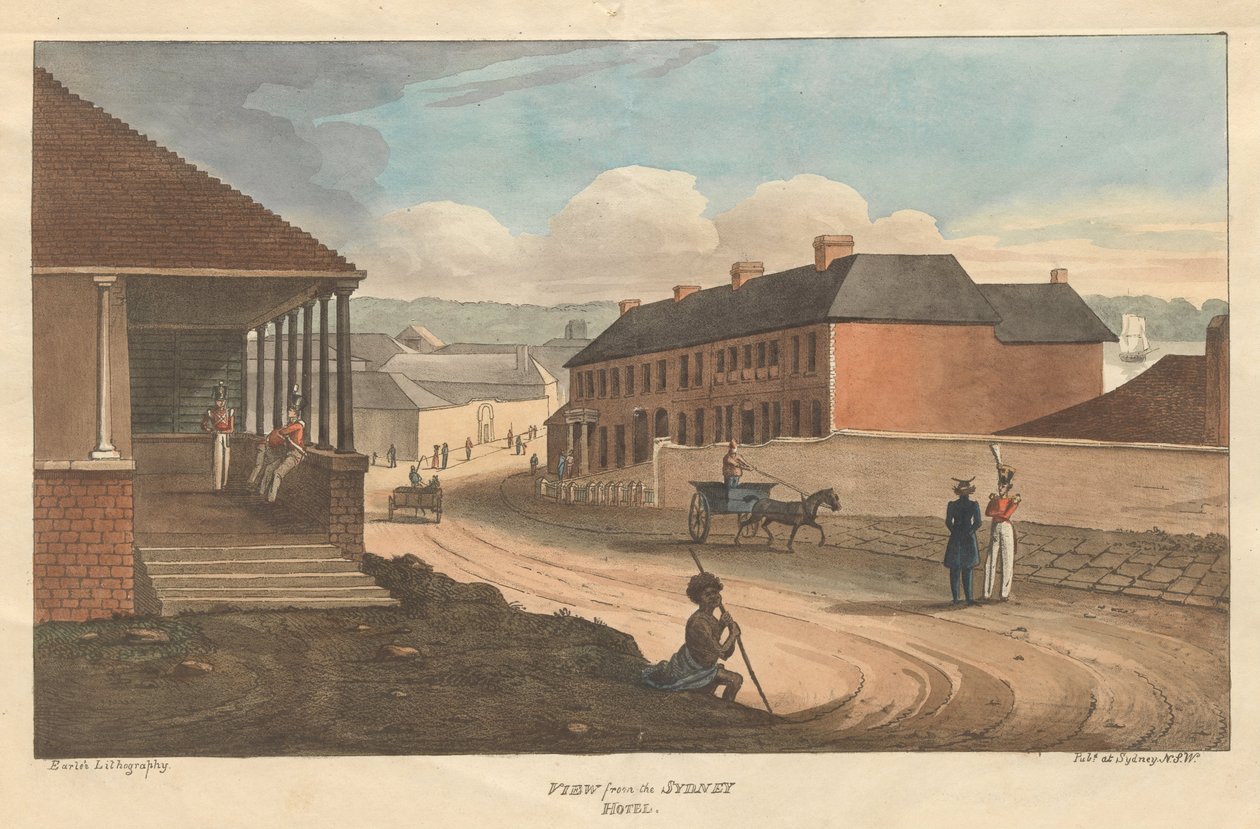 Pohled z hotelu SydneyEarle, Augustus. Pohledy v Austrálii. Sydney- Earlesova litografie, 1826. od Augustus Earle