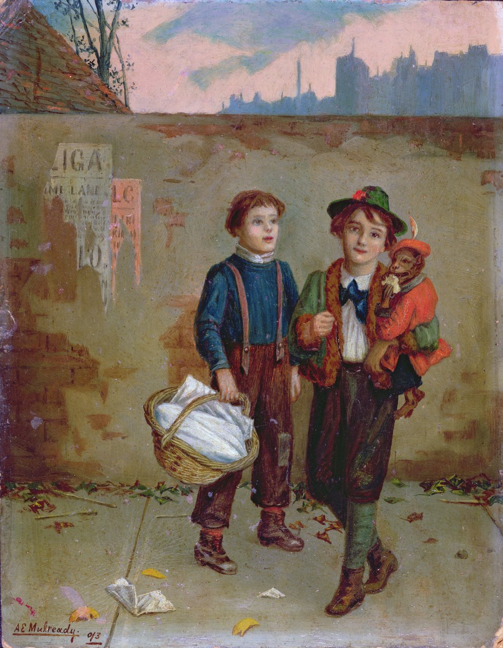 Žebráci a opice, 1893 od Augustus Edward Mulready