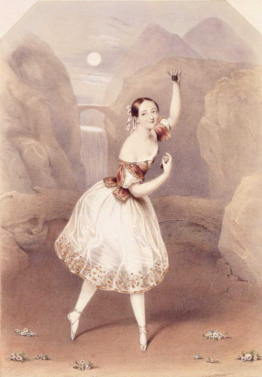 Marie Taglioni (1804–84) jako Lauretta ve filmu „La Gitana“, kolem roku 1839 od Augustus Jules Bouvier