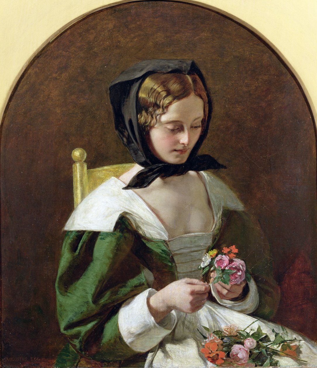 Dívka dělá kytici květin, 1849 od Augustus Leopold Egg