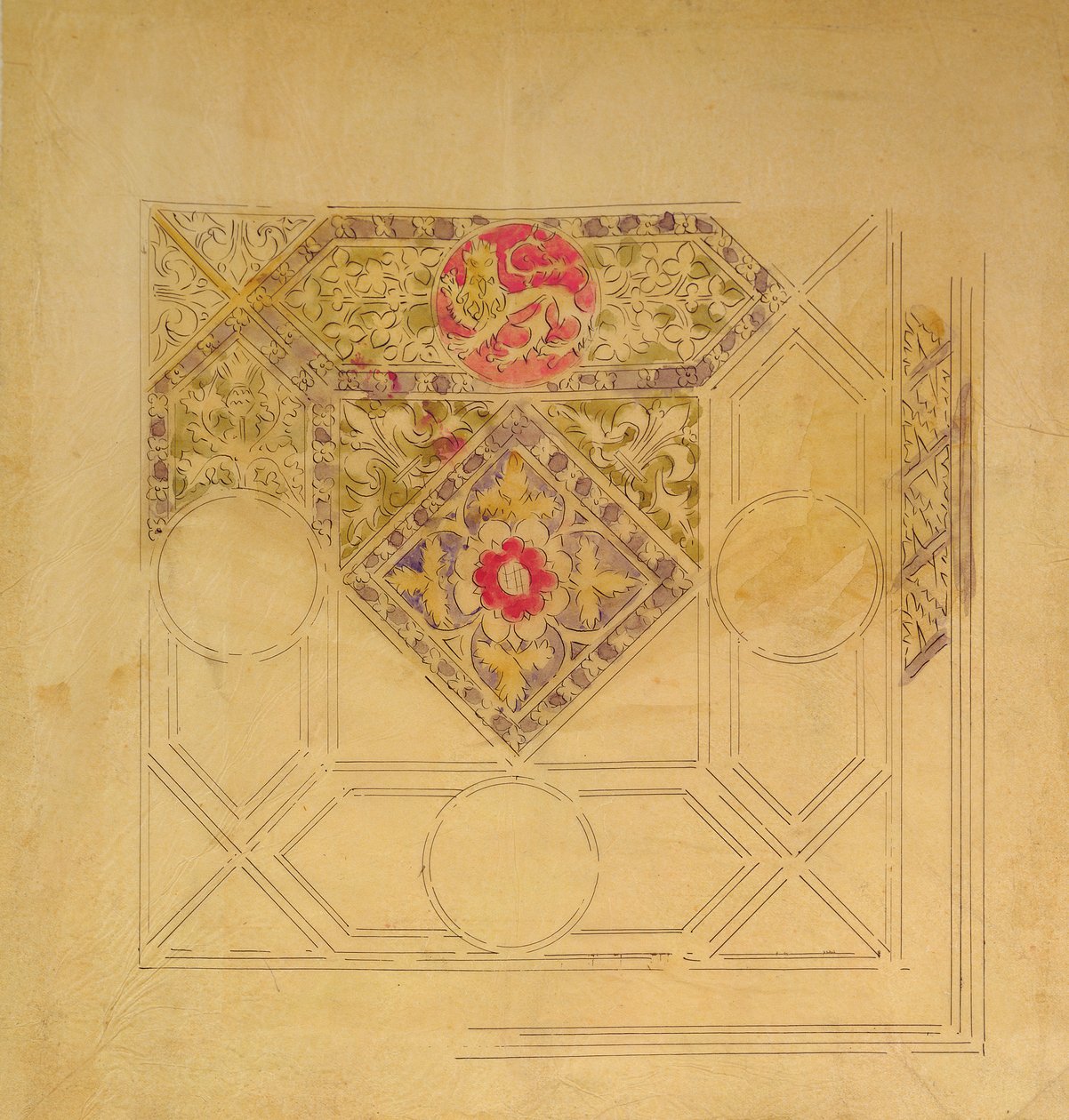 Návrh stropu pro Westminsterský palác (pero a inkoust a wc na papíře) od Augustus Welby Northmore Pugin