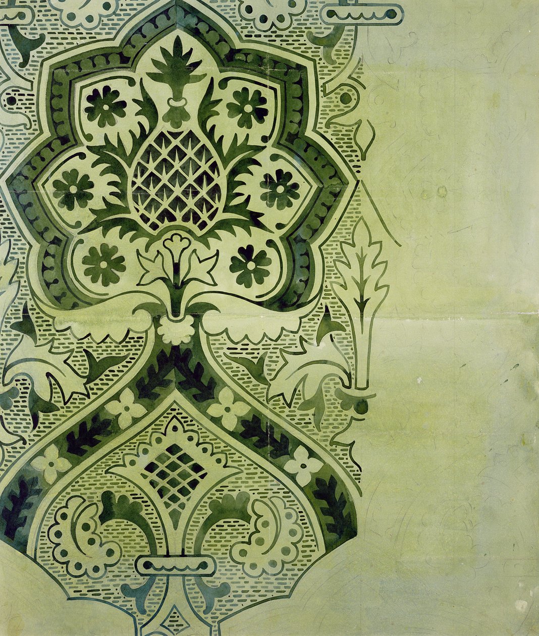 Návrh pro tisk církevní tapety (inkoust na papíře) od Augustus Welby Northmore Pugin