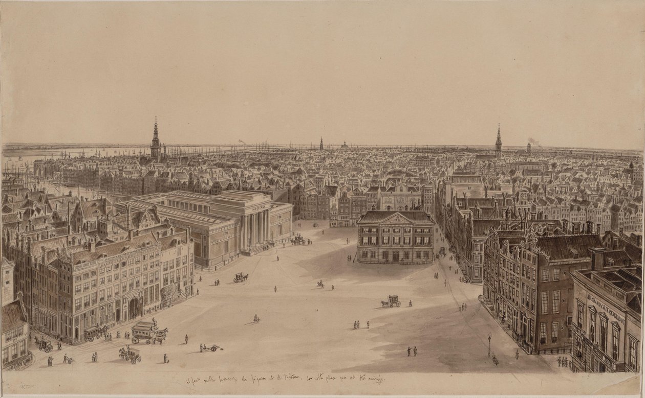 Pohled na Amsterdam z věže královského paláce od Augustus Wijnantz