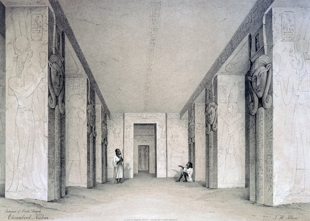 Interiér severního chrámu, Ebsamboul, Núbie, Egypt, 19. století od Augustus Butler