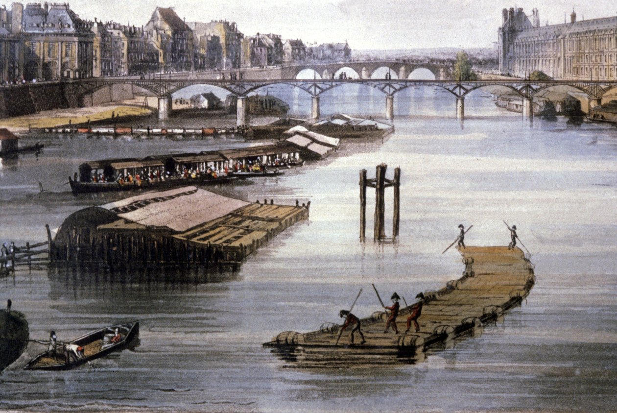 Nákladní doprava v Paříži, asi 1810 (rytina) od Augustus Charles (after) Pugin