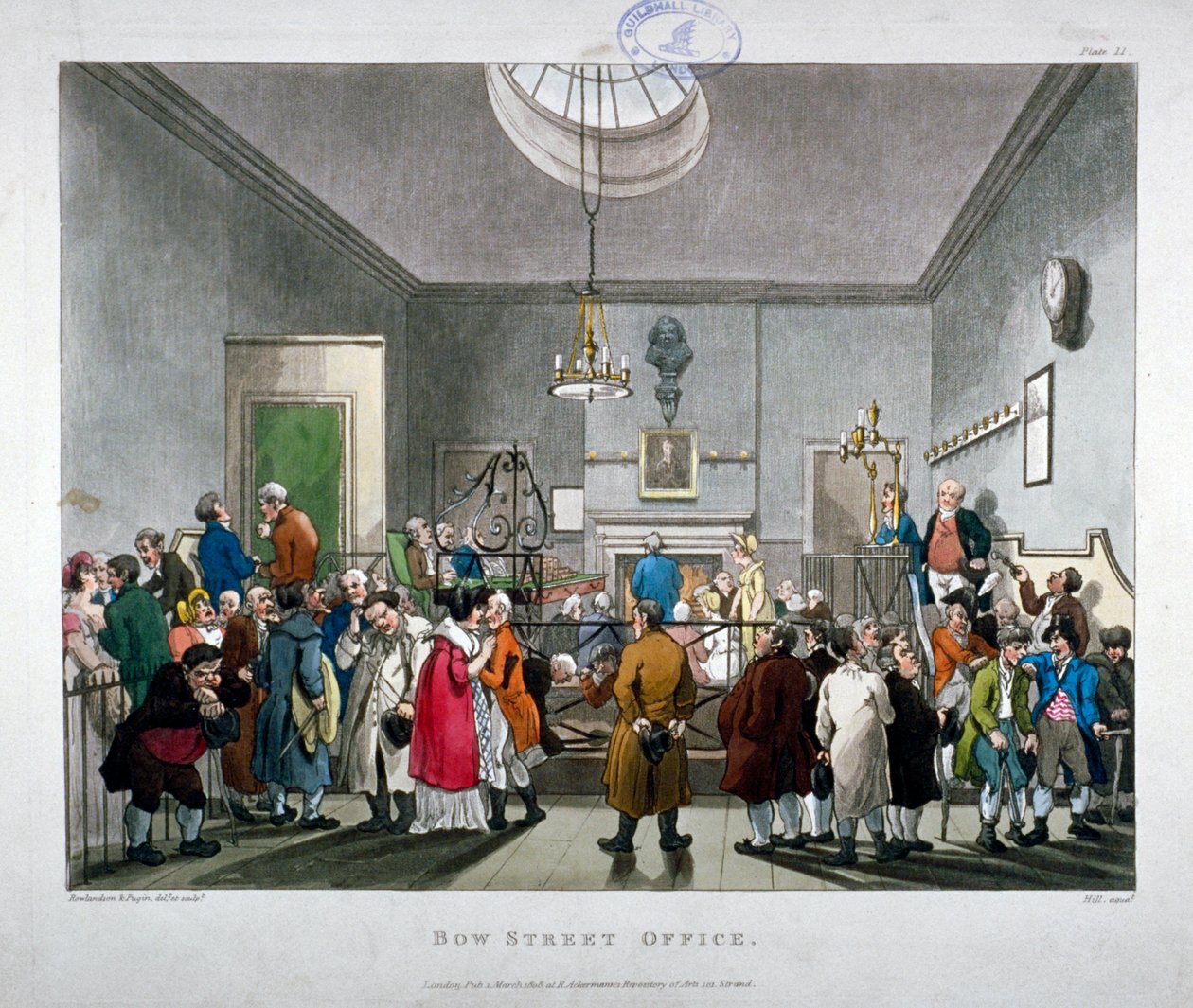 Bow Street Police Court, Westminster, Londýn, 1808 od Augustus Charles Pugin, Thomas Rowlandson