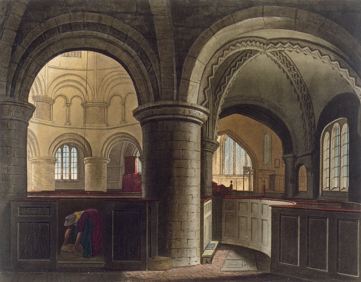 Interiér kostela Božího hrobu, Cambridge, z 