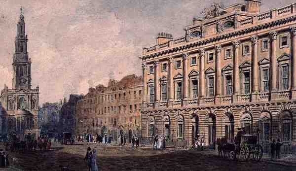 Somerset House (akvarel na papíře) od Augustus Charles Pugin