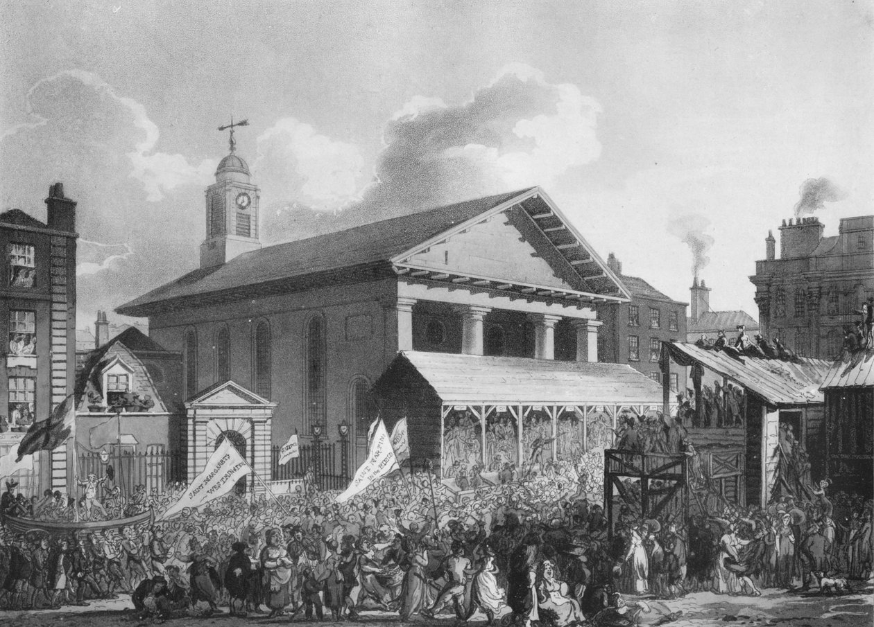 St Pauls Church, Covent Garden Market, během voleb ve Westminsteru v roce 1808 1911 od Augustus Charles Pugin