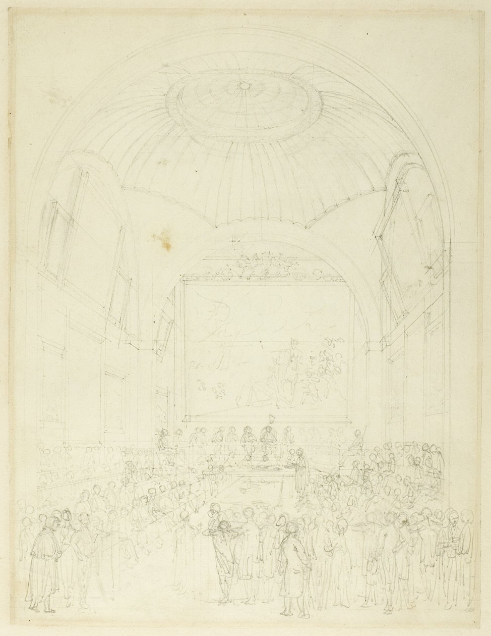 Studie pro sál Společné rady, Guild Hall, z mikrokosmu Londýna od Augustus Charles Pugin