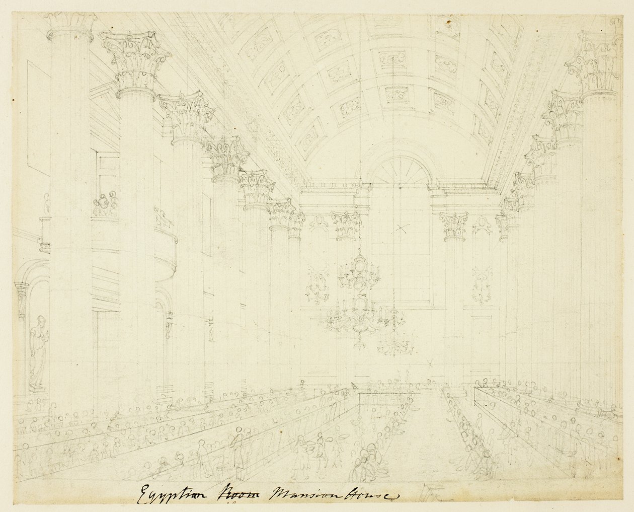 Studie pro Egyptian Hall Mansion House, od Microcosm of London od Augustus Charles Pugin