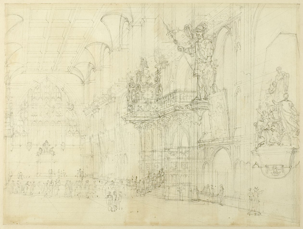 Studie pro Guild Hall, z Microcosm of London od Augustus Charles Pugin