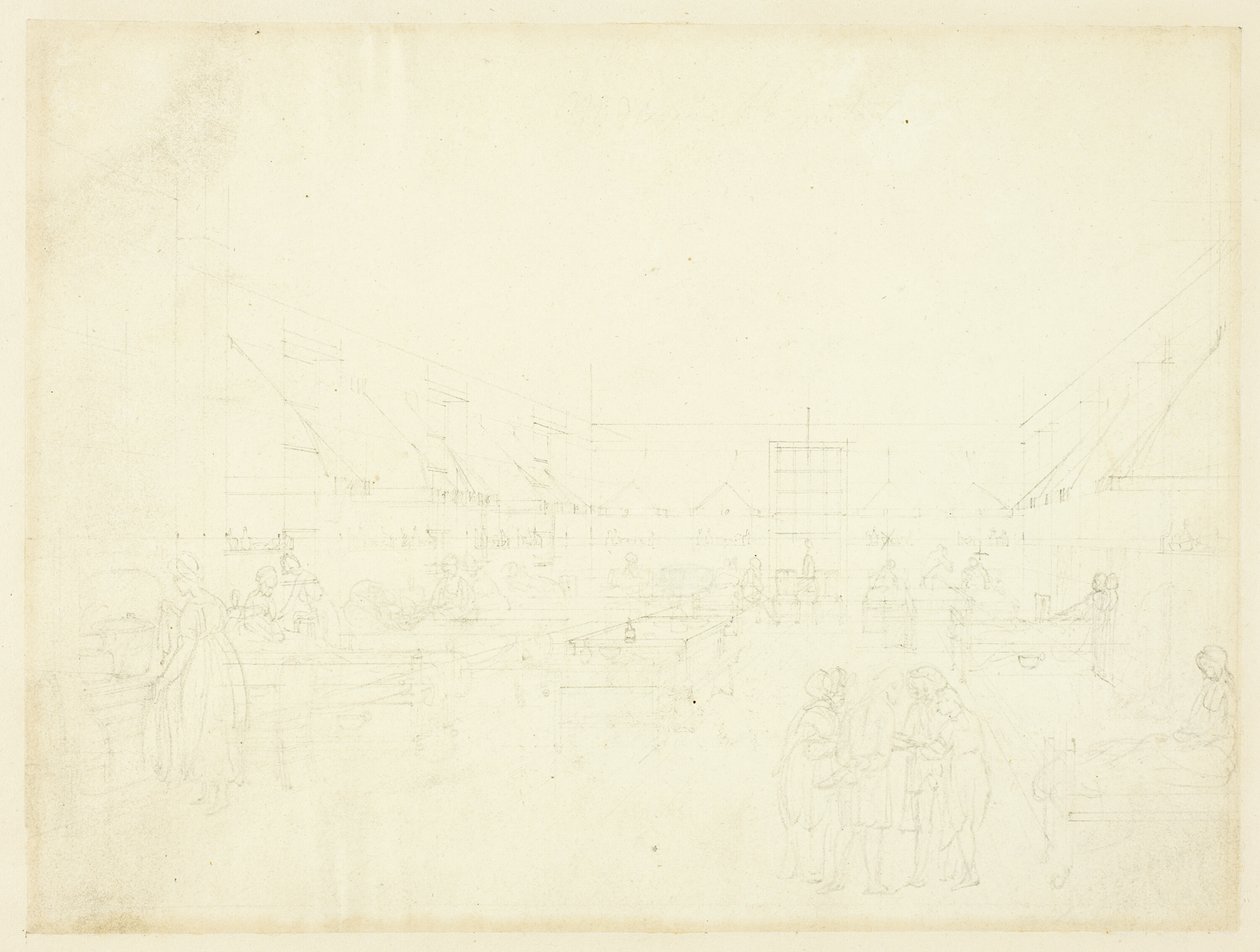 Studie pro nemocnici, Middlesex, z mikrokosmu Londýna od Augustus Charles Pugin