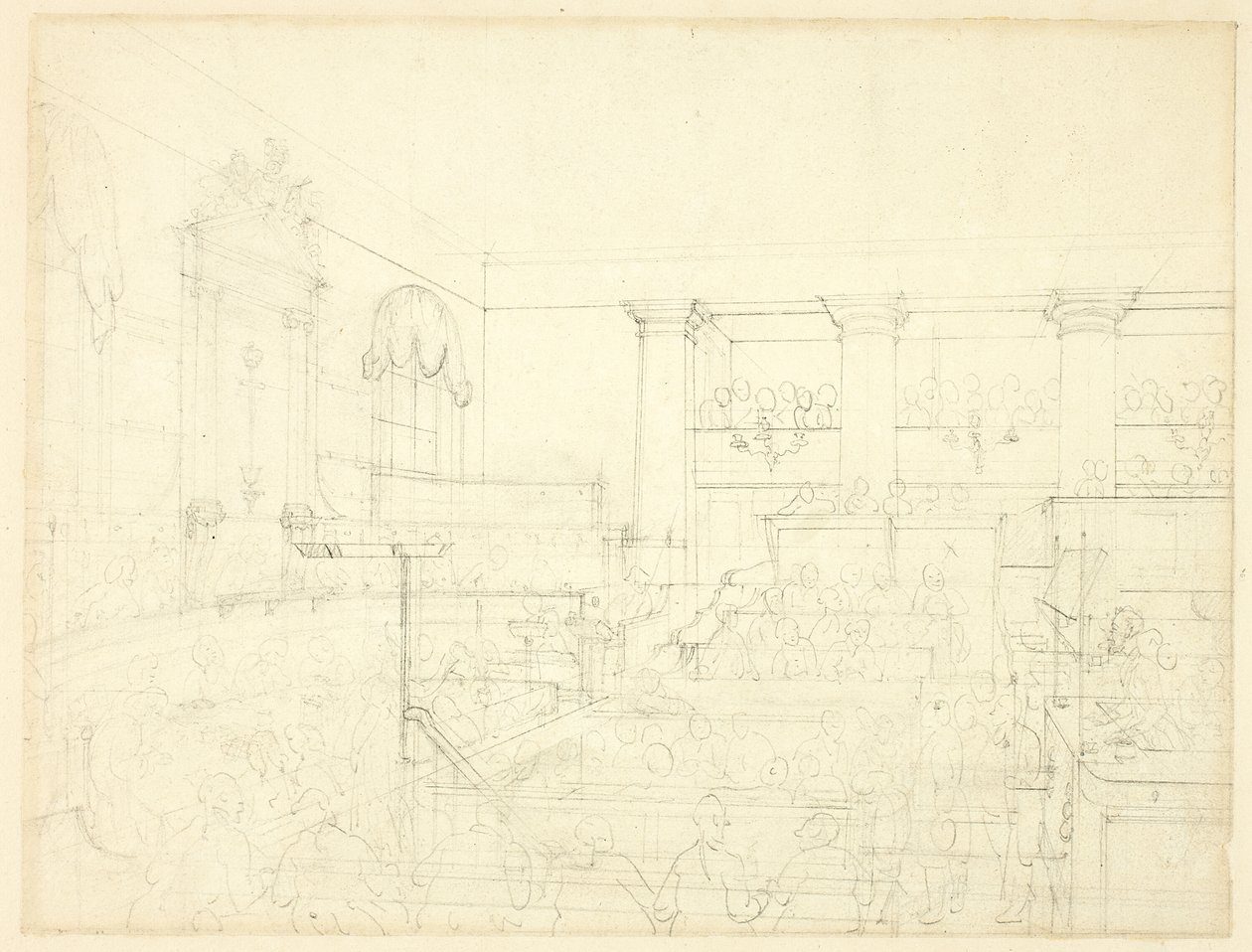 Studie pro Old Bailey, z mikrokosmu Londýna od Augustus Charles Pugin