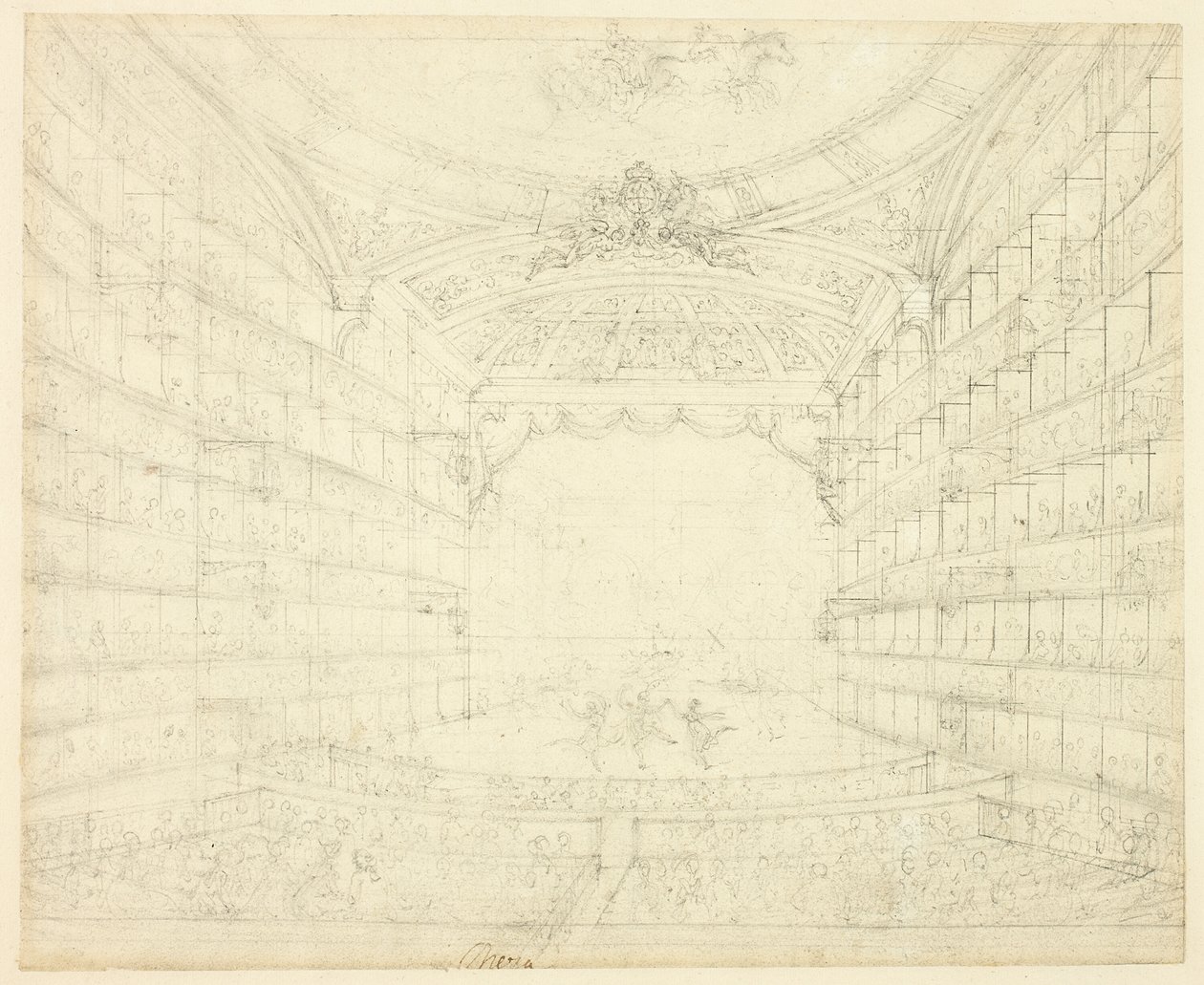 Studium pro Opera House, z Microcosm of London od Augustus Charles Pugin