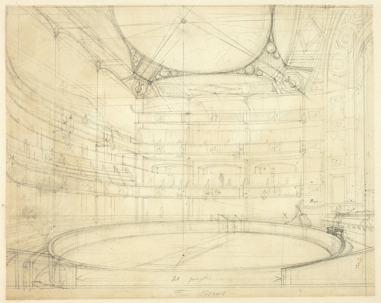 Studium pro Royal Circus, z Microcosm of London od Augustus Charles Pugin