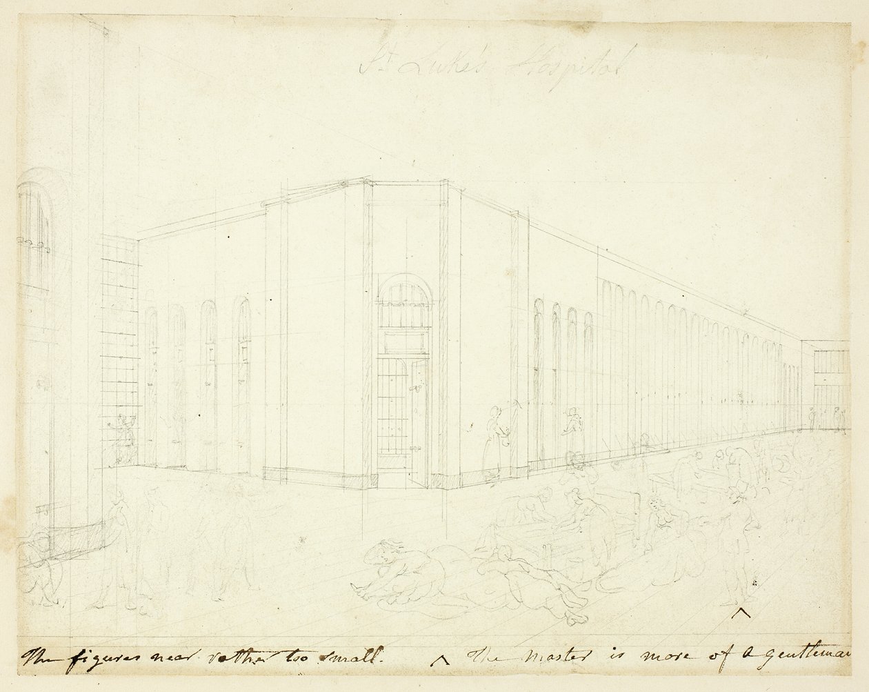 Studie pro nemocnici svatého Lukáše, od Microcosm of London od Augustus Charles Pugin
