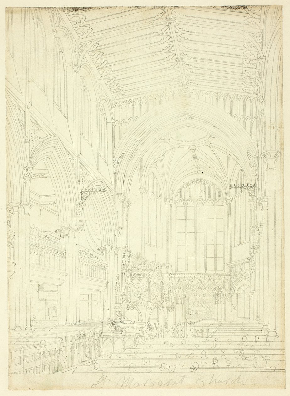 Studie kostela svaté Markéty, od Microcosm of London od Augustus Charles Pugin