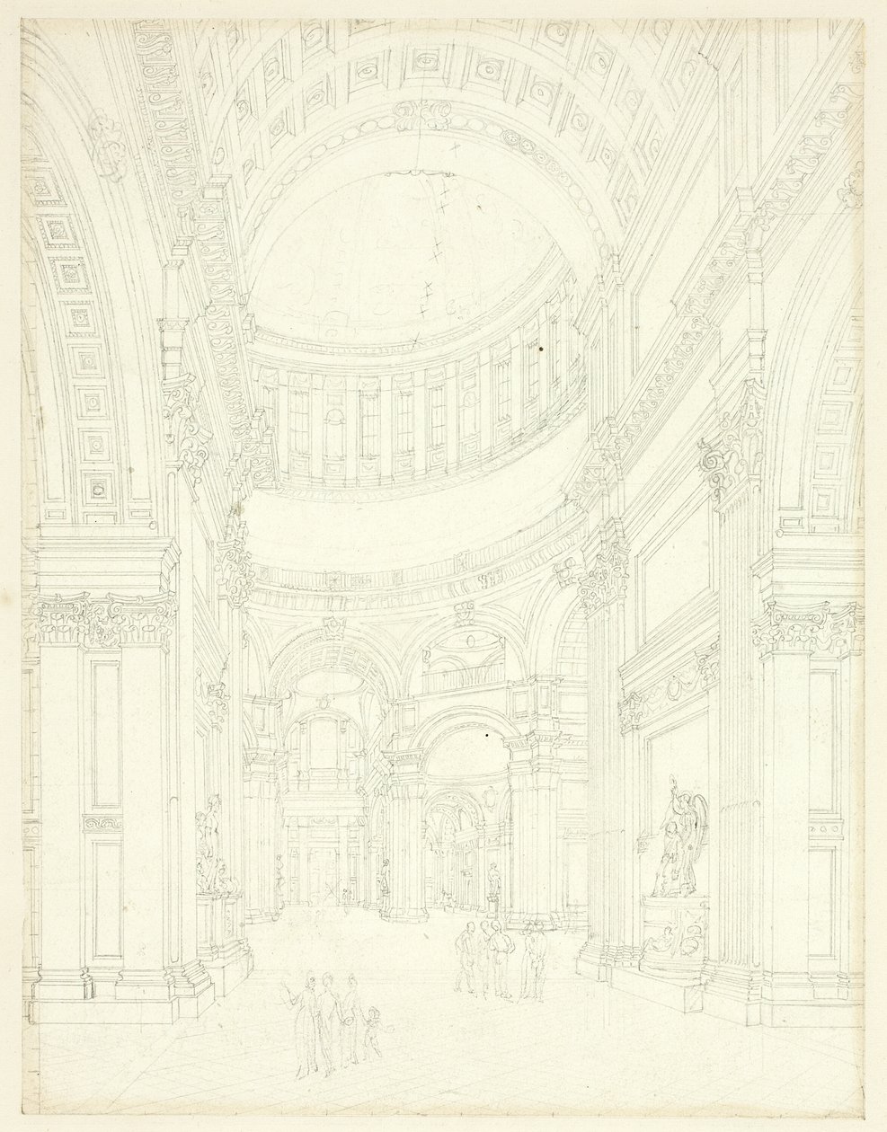 Studie pro katedrálu svatého Pavla, z knihy Mikrokosmos Londýna od Augustus Charles Pugin