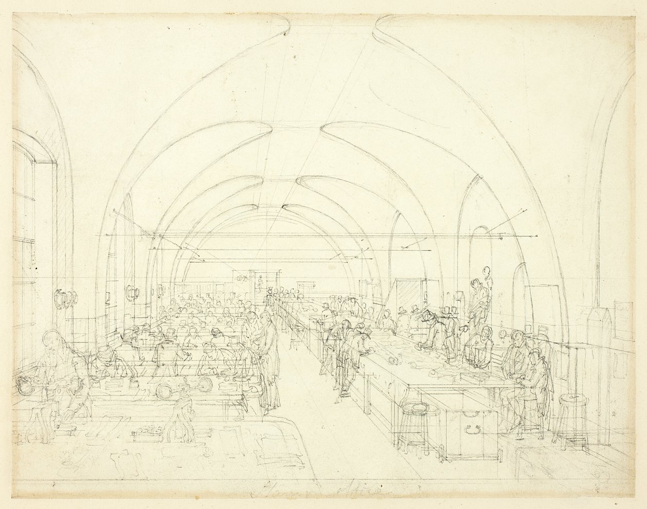 Studium pro Stamp Office, z Microcosm of London od Augustus Charles Pugin