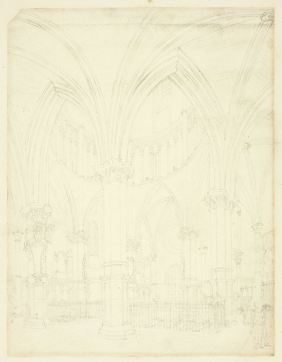 Studie pro Temple Church, z mikrokosmu Londýna od Augustus Charles Pugin