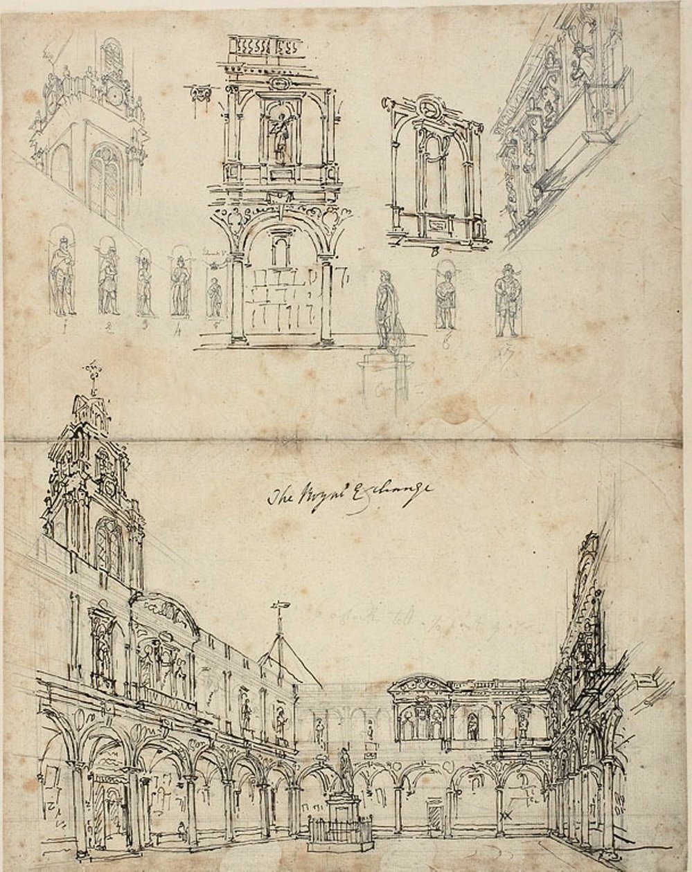 Studie pro The Royal Exchange, z Microcosm of London od Augustus Charles Pugin