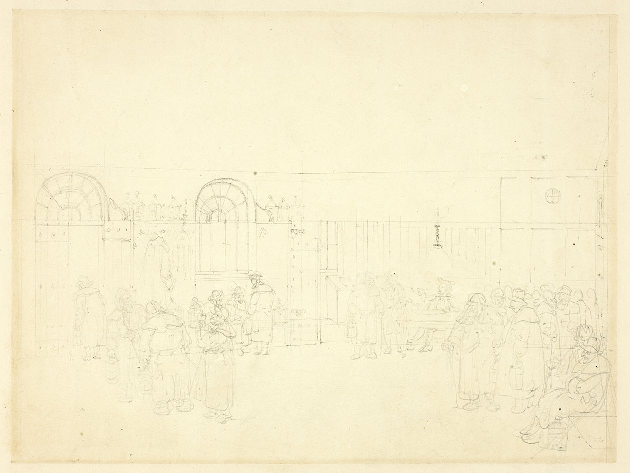 Studie pro Watch House, St. Mary Le Bone, z mikrokosmu Londýna od Augustus Charles Pugin